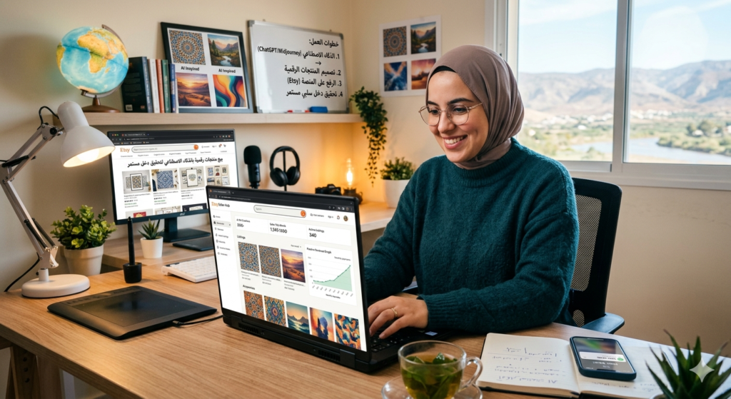 بيع منتجات رقمية تم إنشاؤها بواسطة الذكاء الاصطناعي لتحقيق دخل مستمر